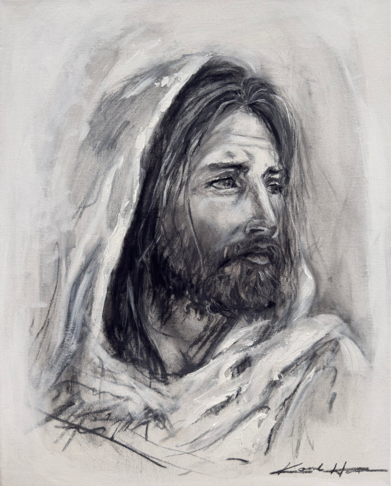 "Perfect Love"- Jesus Artwork Charcoal & Paint