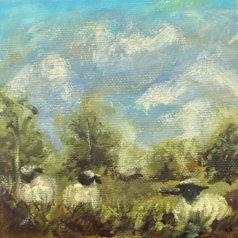 Oil Painting of Tiny Sheep, Christian Art, The lamb of God Art